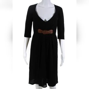 Charles Chang Lima Black Belted Dress, Sz 8  EUC